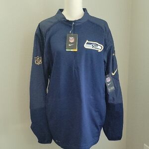Nike NFL Seattle Seahawks Quarter-Zip Pullover Official On Field Apparel Dri-Fit